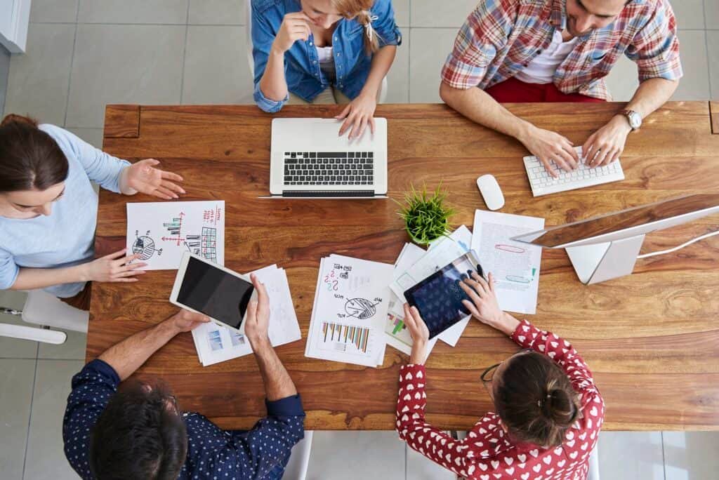 coworkers planning on making a perfect marketing video 